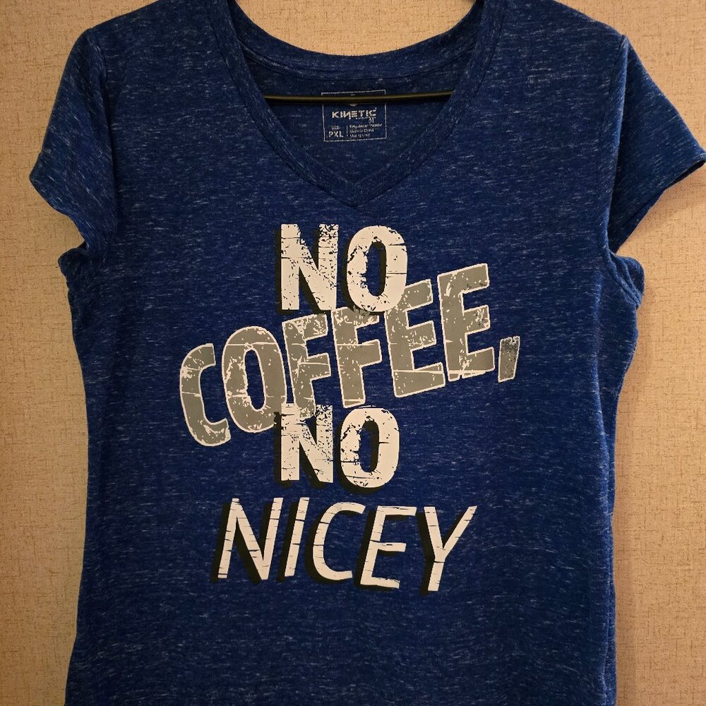 Ladies Blue "Coffee" Tee Shirt Size PXL